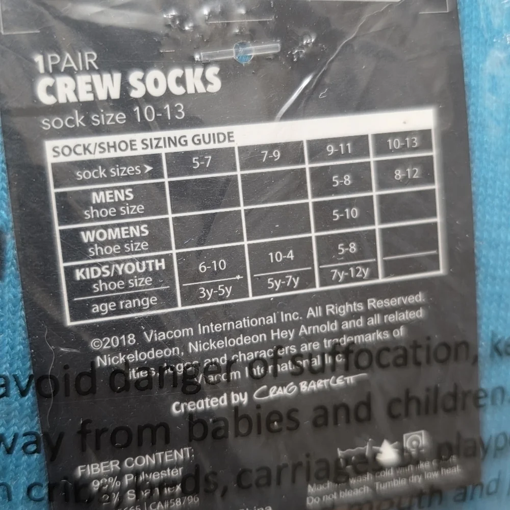 Bioworld Hey Arnold! Blue and Red Crew Socks
